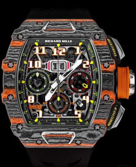 Replica Richard Mille RM 11-03 Chronograph Flyback McLaren Watch Carbon - Quartz - Rubber Strap